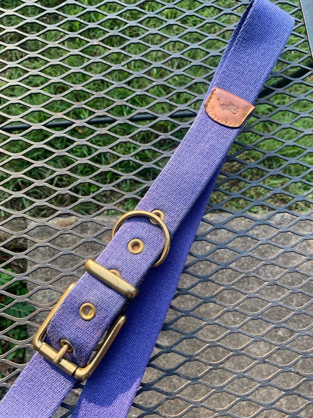 Vintage Ralph Lauren 1992 Unisex Blue Canvas Belt with Brass Hardware